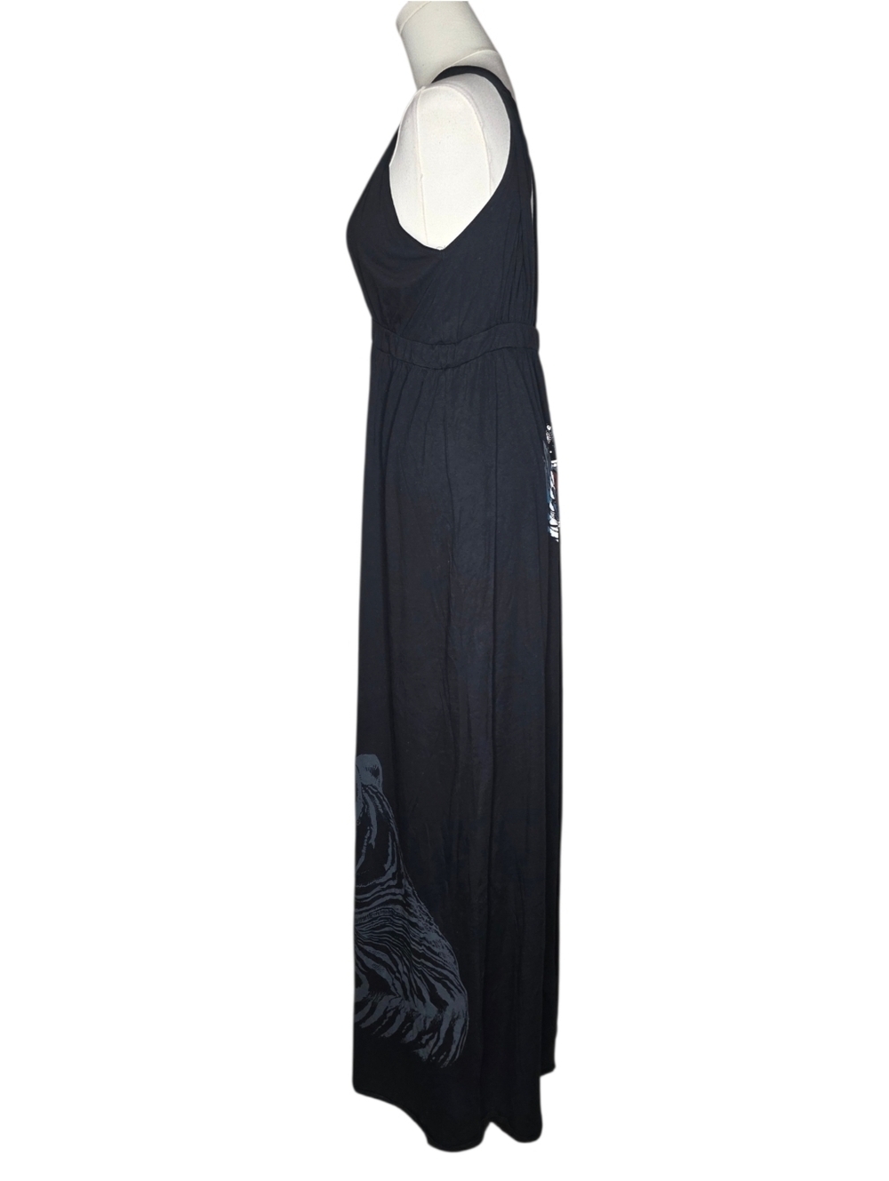 Key Closet LA Black Graphic Maxi Dress Tiger Crown Y2K Sleeveless L - Picture 6 of 10